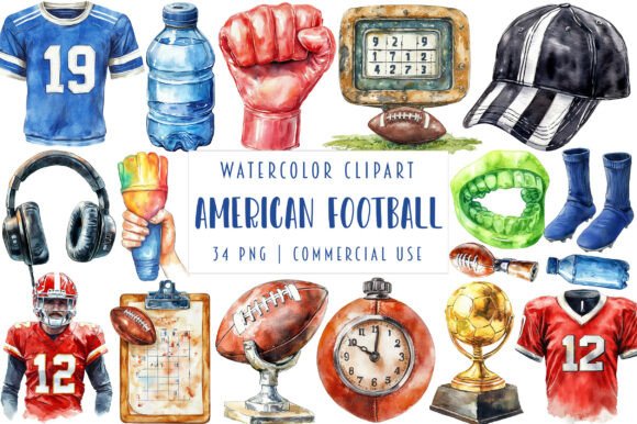 Download Watercolor American Football Clipart - Football Collection
