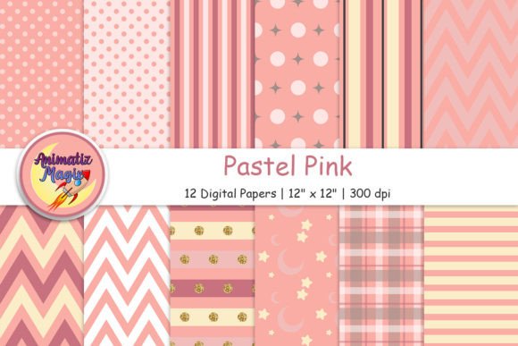 Download 12 Pastel Pink Digital Papers - Pink digital papers Collection