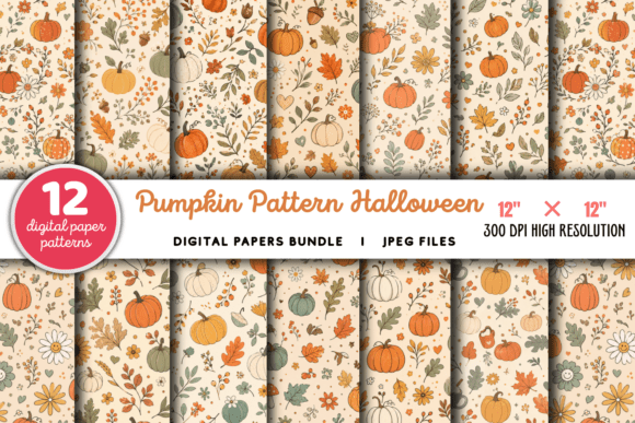 Download Halloween Pumpkin Digital Paper Bundle - Pumpkin digital paper Collection