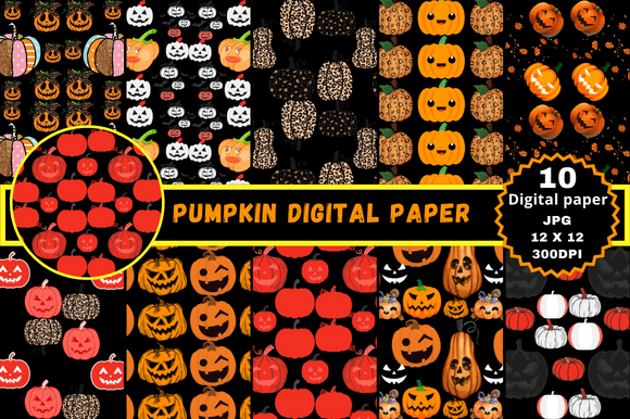 Download Colorful Pumpkin Digital Paper - Pumpkin digital paper Collection
