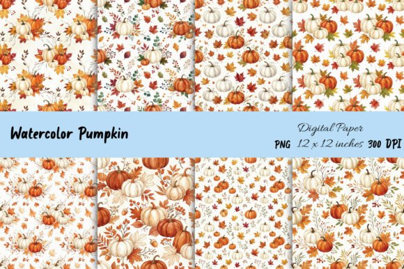 Download Watercolor Pumpkin Digital Paper - Pumpkin digital paper Collection