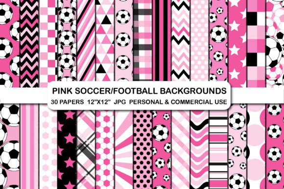Download Pink Soccer Digital Papers Set Football - Football Collection