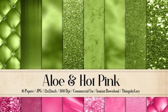 Download Aloe Green Hot Pink Digital Papers - Pink digital papers Collection