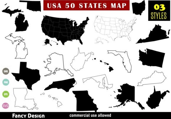 Download 50 States of America Map Svg Bundle USA - Svg Collection