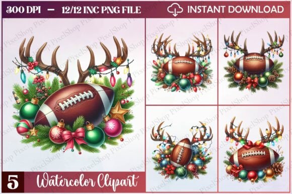 Download Watercolor Christmas Football Clipart - Football Collection