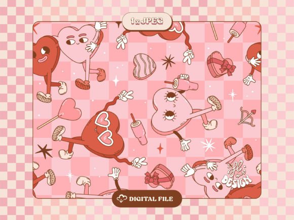 Download Groovy Retro Hearts Seamless Pattern - Retro Collection