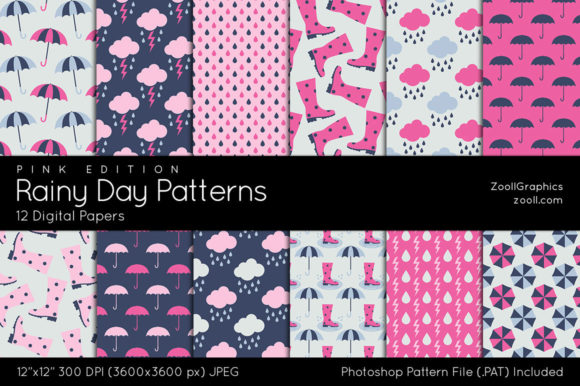 Download Rainy Day Pink Digital Papers - Pink digital papers Collection
