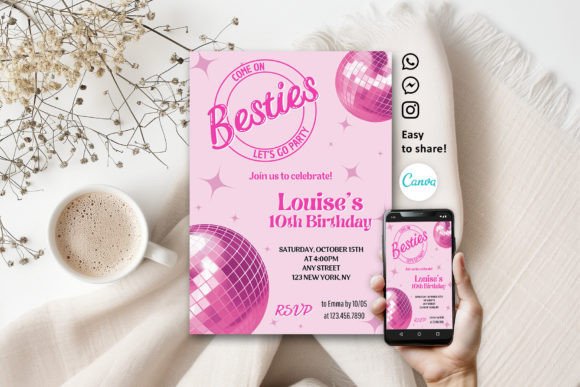 Download Groovy Retro Pink Party Invitation - Retro Collection
