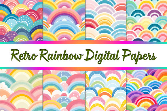 Download Retro Rainbow Digital Papers - Retro Collection