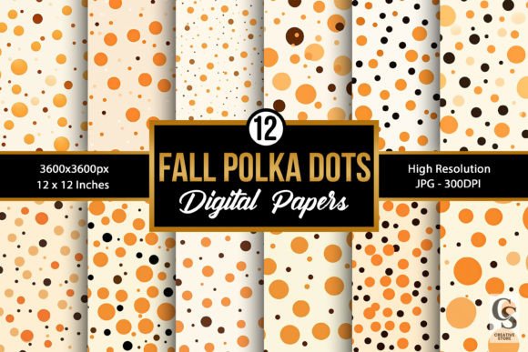 Download Fall Orange Polka Dots Digital Papers - Dots Collection
