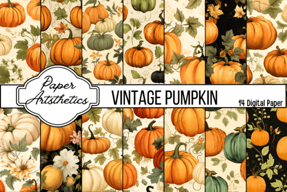 Download Vintage Pumpkin Digital Paper Pattern - Pumpkin digital paper Collection