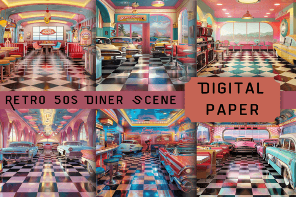 Download Retro 50s Diner Scene - Retro Collection