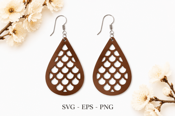 Download Mermaid Scale Earrings SVG Laser Cut - Svg Collection