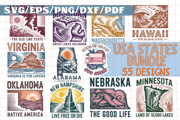 Download USA States Bundle 55 SVG PDF EPS - Svg Collection