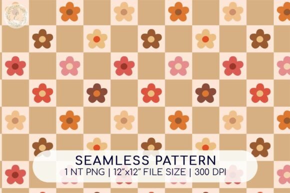 Download Retro Flowers Checker Seamless Pattern - Retro Collection