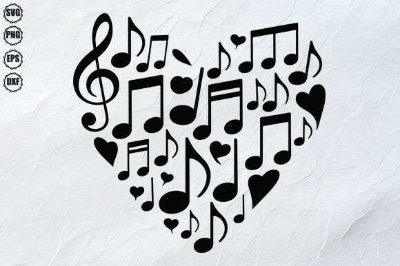 Download Music Notes Heart SVG Design - Svg Collection