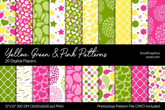 Download Yellow, Green and Pink Digital Papers - Pink digital papers Collection