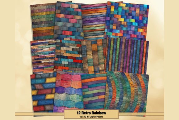 Download Retro Grunge Rainbow Digital Papers - Retro Collection