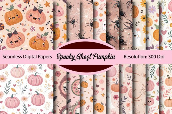 Download Spooky Ghost Pumpkin Digital Paper - Pumpkin digital paper Collection