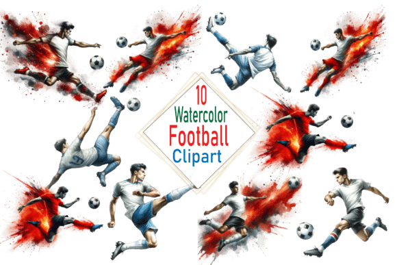 Download Watercolor Football Clipart PNG Bundle - Football Collection
