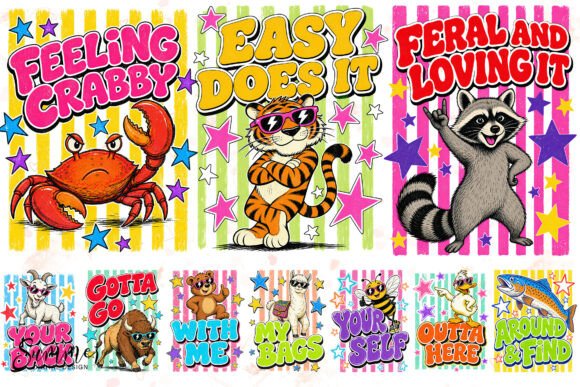 Download Retro Summer Animal Pun Sublimation PNGs - Retro Collection