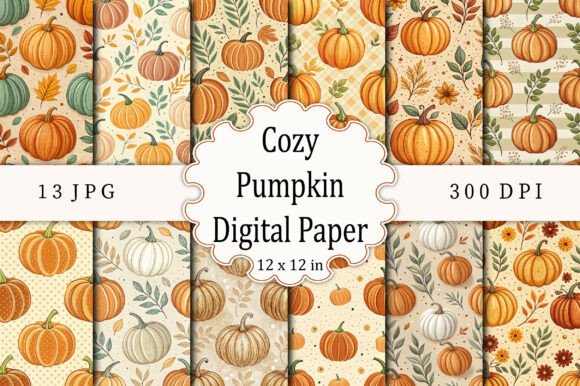 Download Cozy Pumpkin Digital Paper - Pumpkin digital paper Collection