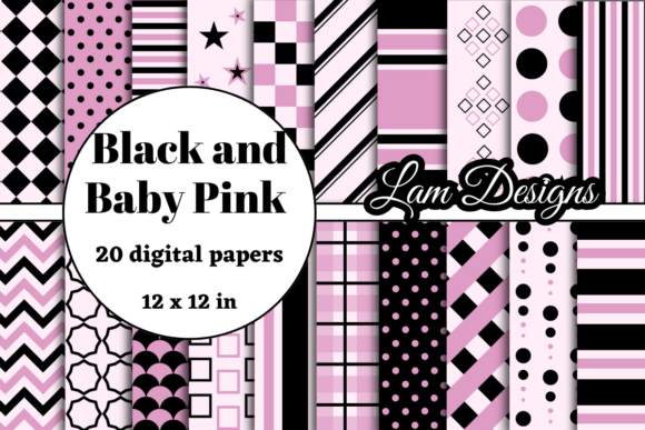 Download Black and Baby Pink Digital Papers - Pink digital papers Collection