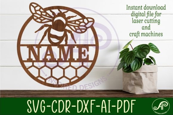 Download Bee Name Sign Svg Laser Cut Template - Svg Collection
